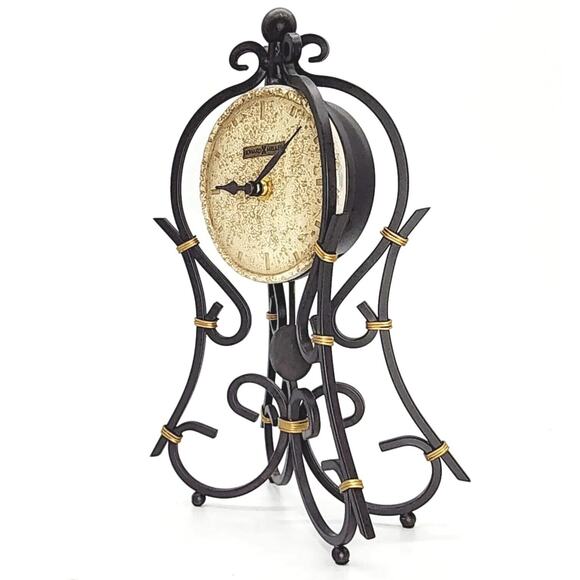 Stunning Howard Miller Vercelli Mantel Clock Wrought-Iron w/Gold Accents 635-141 - Picture 4 of 10